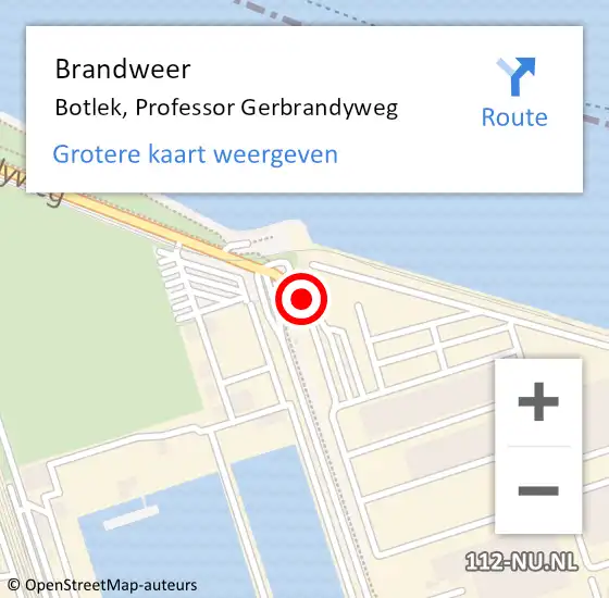 Locatie op kaart van de 112 melding: Brandweer Botlek, Professor Gerbrandyweg op 1 april 2025 13:18