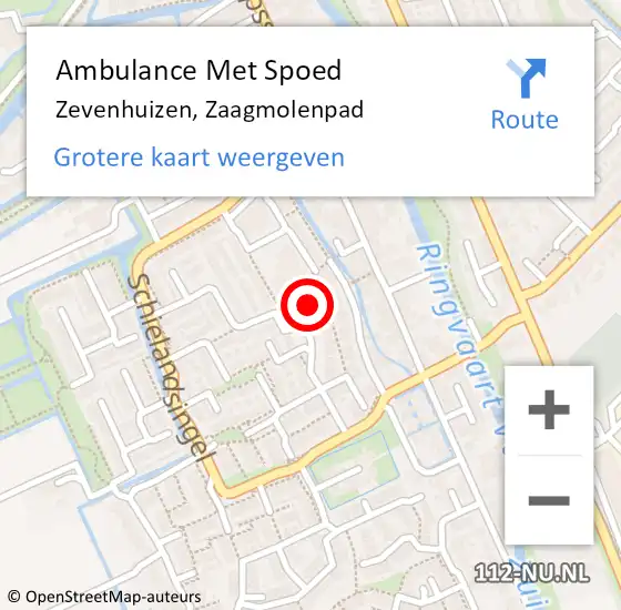 Locatie op kaart van de 112 melding: Ambulance Met Spoed Naar Zevenhuizen, Zaagmolenpad op 11 november 2014 20:31