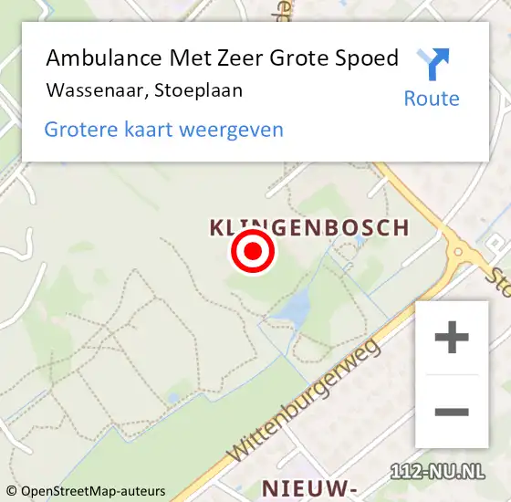 Locatie op kaart van de 112 melding: Ambulance Met Zeer Grote Spoed Naar Wassenaar, Stoeplaan op 1 april 2025 13:59