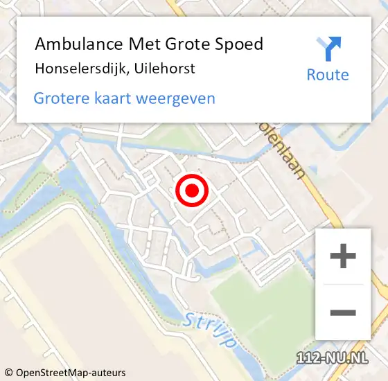 Locatie op kaart van de 112 melding: Ambulance Met Grote Spoed Naar Honselersdijk, Uilehorst op 11 november 2014 20:40
