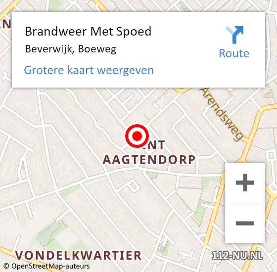 Locatie op kaart van de 112 melding: Brandweer Met Spoed Naar Beverwijk, Boeweg op 1 april 2025 14:51