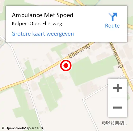 Locatie op kaart van de 112 melding: Ambulance Met Spoed Naar Kelpen-Oler, Ellerweg op 1 april 2025 15:57