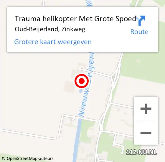 Locatie op kaart van de 112 melding: Trauma helikopter Met Grote Spoed Naar Oud-Beijerland, Zinkweg op 1 april 2025 16:43