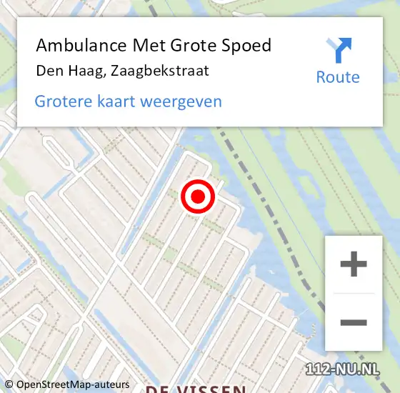 Locatie op kaart van de 112 melding: Ambulance Met Grote Spoed Naar Den Haag, Zaagbekstraat op 1 april 2025 16:43