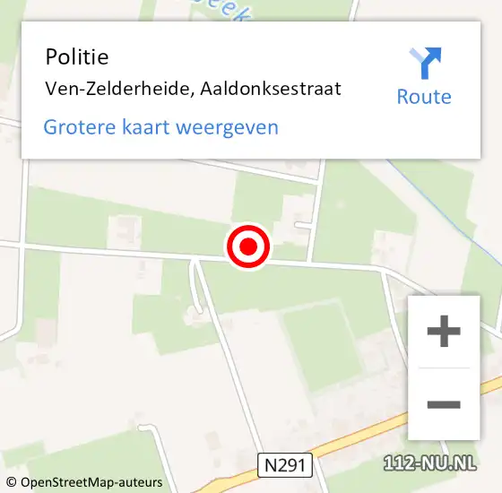 Locatie op kaart van de 112 melding: Politie Ven-Zelderheide, Aaldonksestraat op 1 april 2025 17:07