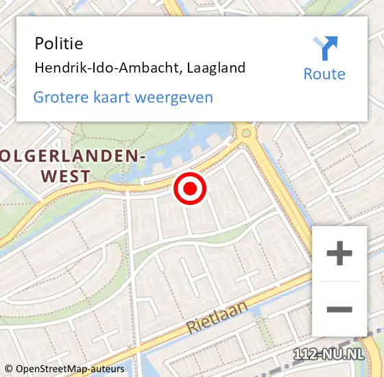 Locatie op kaart van de 112 melding: Politie Hendrik-Ido-Ambacht, Laagland op 1 april 2025 17:16