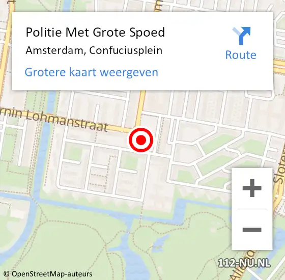Locatie op kaart van de 112 melding: Politie Met Grote Spoed Naar Amsterdam, Confuciusplein op 1 april 2025 17:27