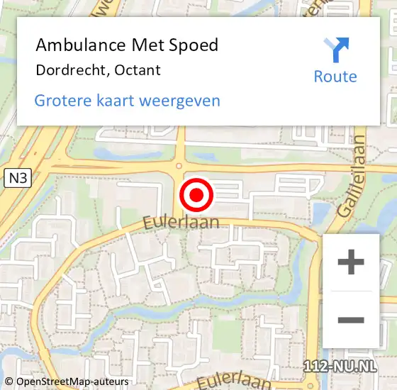 Locatie op kaart van de 112 melding: Ambulance Met Spoed Naar Dordrecht, Octant op 1 april 2025 17:34