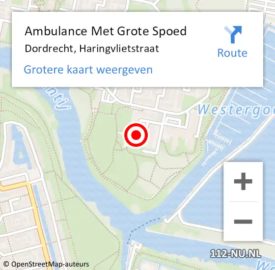 Locatie op kaart van de 112 melding: Ambulance Met Grote Spoed Naar Dordrecht, Haringvlietstraat op 1 april 2025 17:45