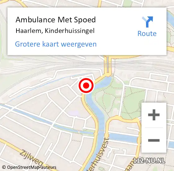 Locatie op kaart van de 112 melding: Ambulance Met Spoed Naar Haarlem, Kinderhuissingel op 1 april 2025 18:49