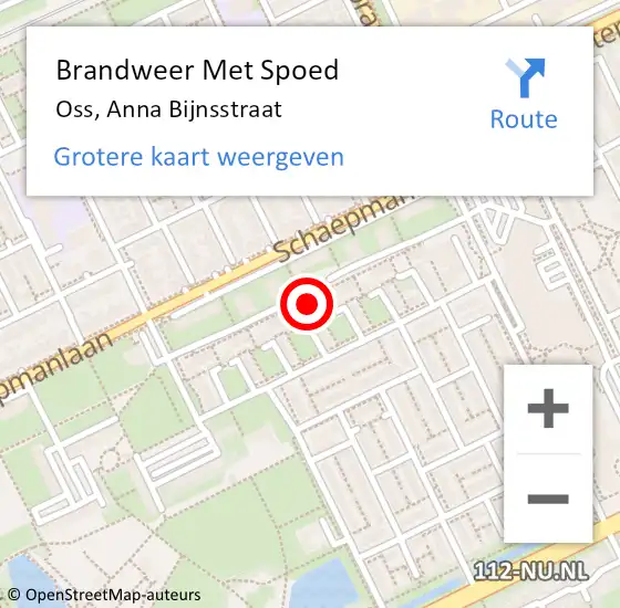Locatie op kaart van de 112 melding: Brandweer Met Spoed Naar Oss, Anna Bijnsstraat op 1 april 2025 19:05