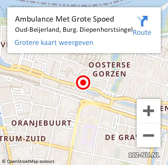 Locatie op kaart van de 112 melding: Ambulance Met Grote Spoed Naar Oud-Beijerland, Burg. Diepenhorstsingel op 1 april 2025 21:34