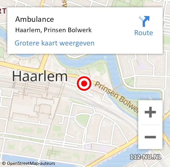 Locatie op kaart van de 112 melding: Ambulance Haarlem, Prinsen Bolwerk op 1 april 2025 23:30