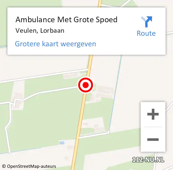 Locatie op kaart van de 112 melding: Ambulance Met Grote Spoed Naar Veulen, Lorbaan op 11 november 2014 22:48