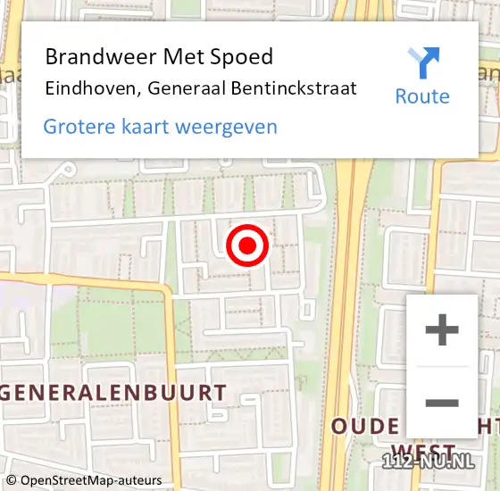 Locatie op kaart van de 112 melding: Brandweer Met Spoed Naar Eindhoven, Generaal Bentinckstraat op 2 april 2025 05:24