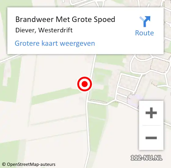 Locatie op kaart van de 112 melding: Brandweer Met Grote Spoed Naar Diever, Westerdrift op 11 november 2014 23:00