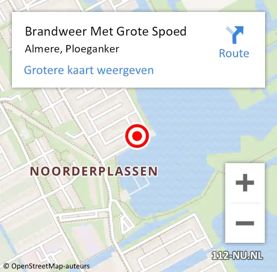 Locatie op kaart van de 112 melding: Brandweer Met Grote Spoed Naar Almere, Ploeganker op 2 april 2025 11:02
