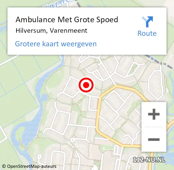 Locatie op kaart van de 112 melding: Ambulance Met Grote Spoed Naar Hilversum, Varenmeent op 11 november 2014 23:46