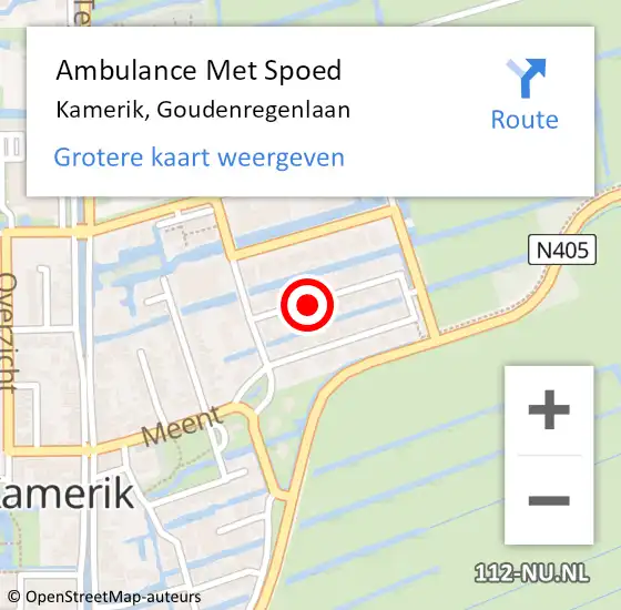 Locatie op kaart van de 112 melding: Ambulance Met Spoed Naar Kamerik, Goudenregenlaan op 11 november 2014 23:52