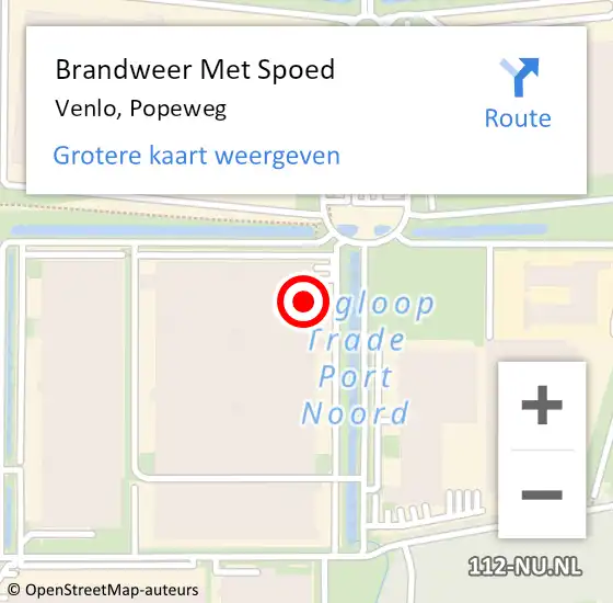 Locatie op kaart van de 112 melding: Brandweer Met Spoed Naar Venlo, Popeweg op 2 april 2025 12:11
