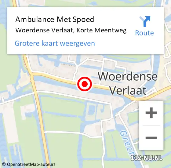 Locatie op kaart van de 112 melding: Ambulance Met Spoed Naar Woerdense Verlaat, Korte Meentweg op 12 november 2014 00:03