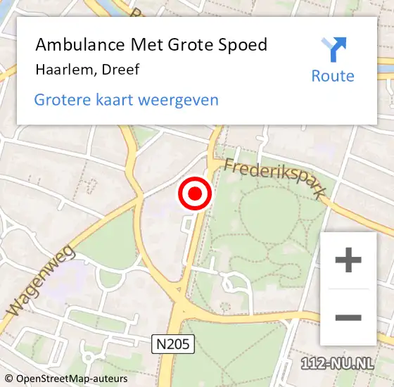Locatie op kaart van de 112 melding: Ambulance Met Grote Spoed Naar Haarlem, Dreef op 2 april 2025 12:32