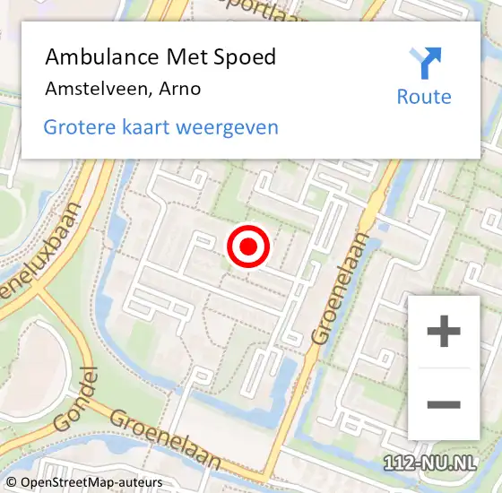 Locatie op kaart van de 112 melding: Ambulance Met Spoed Naar Amstelveen, Arno op 2 april 2025 12:52
