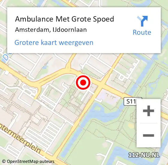 Locatie op kaart van de 112 melding: Ambulance Met Grote Spoed Naar Amsterdam, IJdoornlaan op 2 april 2025 12:54