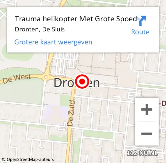 Locatie op kaart van de 112 melding: Trauma helikopter Met Grote Spoed Naar Dronten, De Sluis op 2 april 2025 12:59