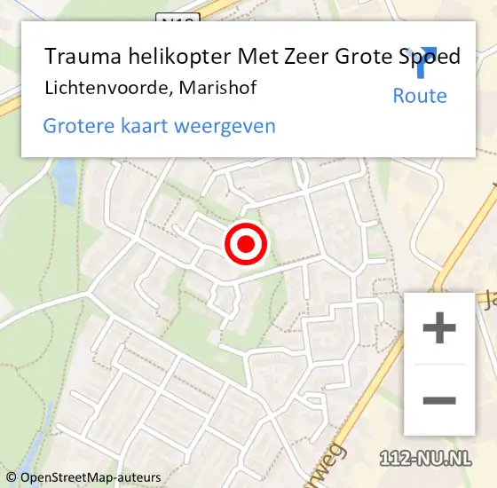 Locatie op kaart van de 112 melding: Trauma helikopter Met Zeer Grote Spoed Naar Lichtenvoorde, Marishof op 2 april 2025 13:43