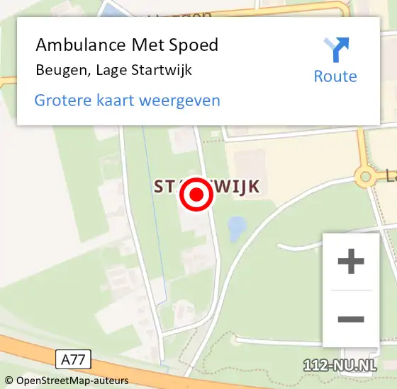 Locatie op kaart van de 112 melding: Ambulance Met Spoed Naar Beugen, Lage Startwijk op 20 oktober 2013 19:33