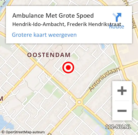 Locatie op kaart van de 112 melding: Ambulance Met Grote Spoed Naar Hendrik-Ido-Ambacht, Frederik Hendrikstraat op 2 april 2025 14:04