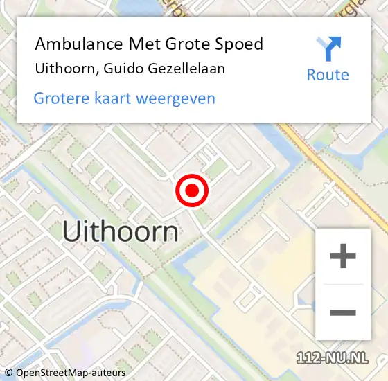Locatie op kaart van de 112 melding: Ambulance Met Grote Spoed Naar Uithoorn, Guido Gezellelaan op 2 april 2025 14:47