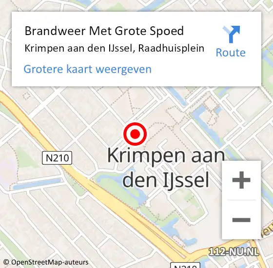Locatie op kaart van de 112 melding: Brandweer Met Grote Spoed Naar Krimpen aan den IJssel, Raadhuisplein op 2 april 2025 15:14