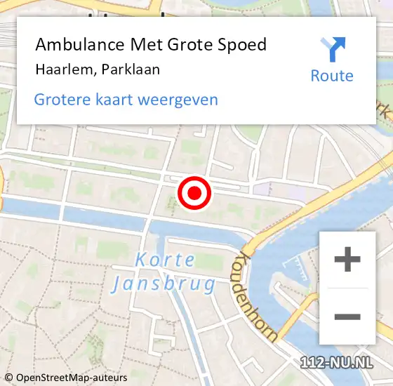 Locatie op kaart van de 112 melding: Ambulance Met Grote Spoed Naar Haarlem, Parklaan op 2 april 2025 15:16