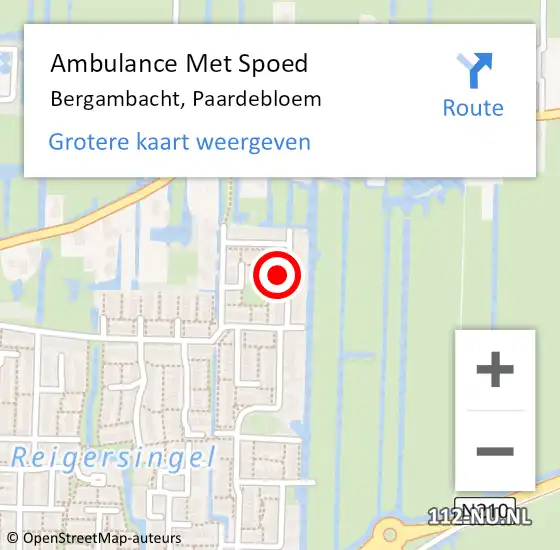 Locatie op kaart van de 112 melding: Ambulance Met Spoed Naar Bergambacht, Paardebloem op 12 november 2014 01:11