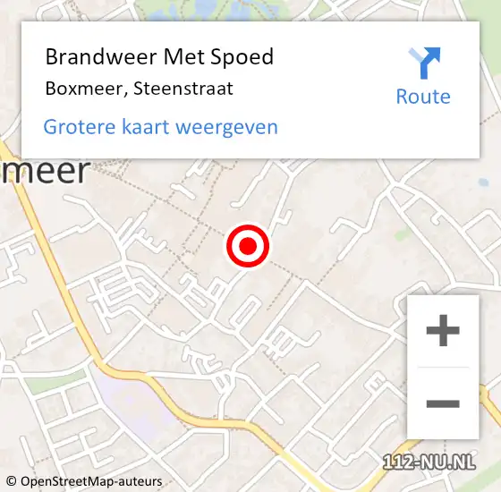 Locatie op kaart van de 112 melding: Brandweer Met Spoed Naar Boxmeer, Steenstraat op 2 april 2025 15:57