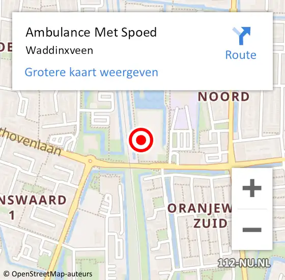 Locatie op kaart van de 112 melding: Ambulance Met Spoed Naar Waddinxveen op 2 april 2025 15:59