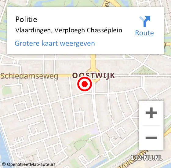 Locatie op kaart van de 112 melding: Politie Vlaardingen, Verploegh Chasséplein op 2 april 2025 16:39