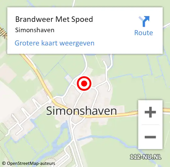 Locatie op kaart van de 112 melding: Brandweer Met Spoed Naar Simonshaven op 2 april 2025 16:48