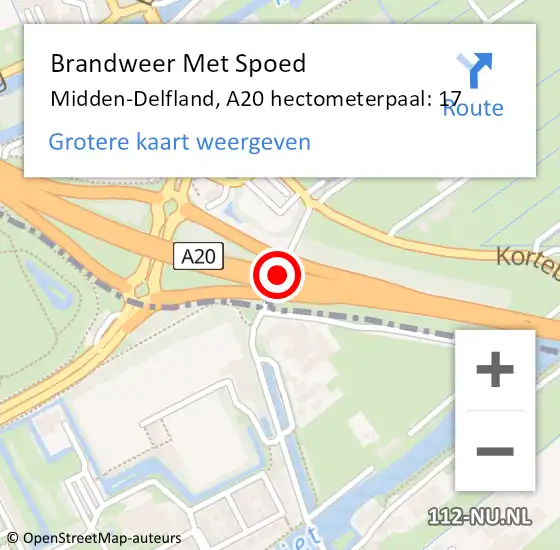 Locatie op kaart van de 112 melding: Brandweer Met Spoed Naar Midden-Delfland, A20 hectometerpaal: 17 op 2 april 2025 17:50