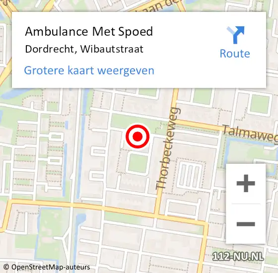 Locatie op kaart van de 112 melding: Ambulance Met Spoed Naar Dordrecht, Wibautstraat op 2 april 2025 18:01
