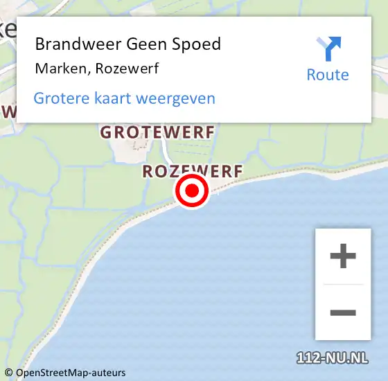Locatie op kaart van de 112 melding: Brandweer Geen Spoed Naar Marken, Rozewerf op 2 april 2025 18:04