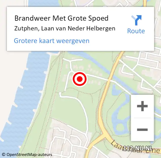Locatie op kaart van de 112 melding: Brandweer Met Grote Spoed Naar Zutphen, Laan van Neder Helbergen op 2 april 2025 18:12