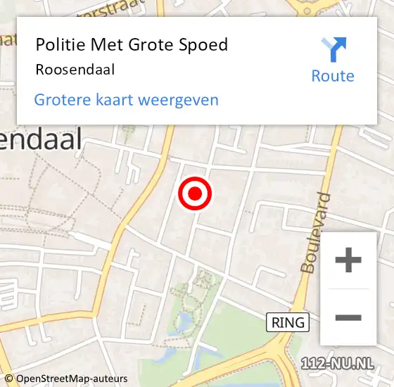 Locatie op kaart van de 112 melding: Politie Met Grote Spoed Naar Roosendaal op 2 april 2025 18:26