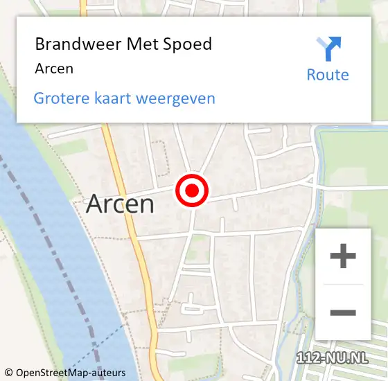 Locatie op kaart van de 112 melding: Brandweer Met Spoed Naar Arcen op 2 april 2025 19:19