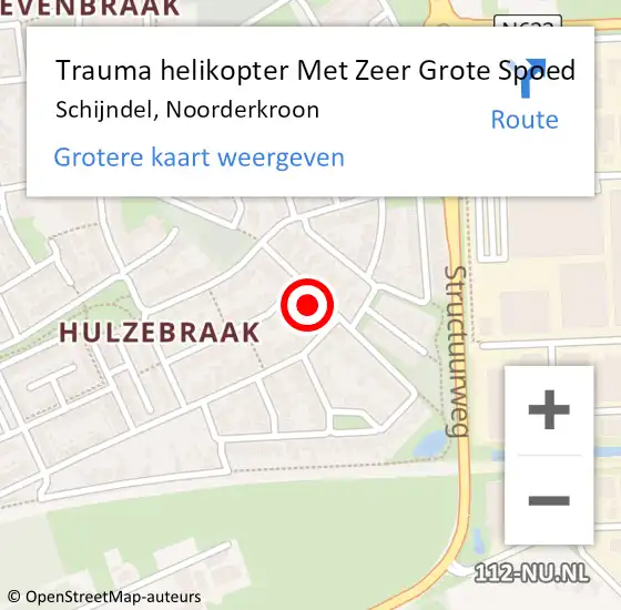 Locatie op kaart van de 112 melding: Trauma helikopter Met Zeer Grote Spoed Naar Schijndel, Noorderkroon op 2 april 2025 20:15