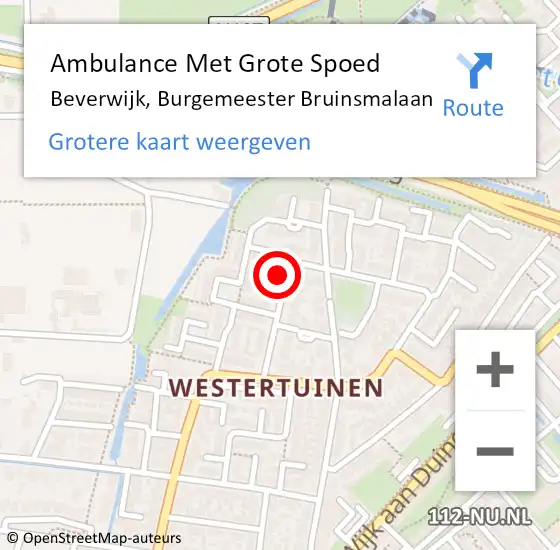 Locatie op kaart van de 112 melding: Ambulance Met Grote Spoed Naar Beverwijk, Burgemeester Bruinsmalaan op 2 april 2025 21:26