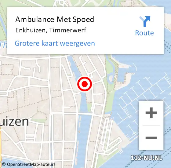 Locatie op kaart van de 112 melding: Ambulance Met Spoed Naar Enkhuizen, Timmerwerf op 2 april 2025 21:56