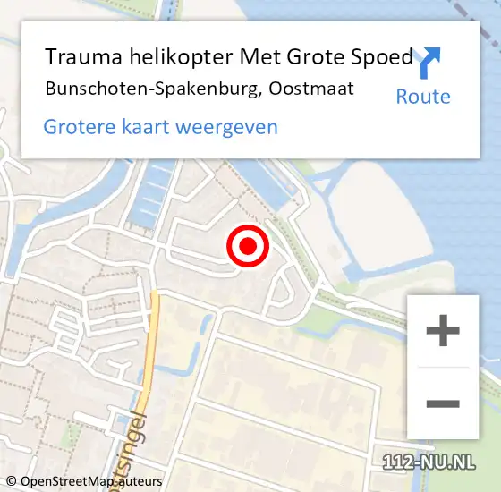 Locatie op kaart van de 112 melding: Trauma helikopter Met Grote Spoed Naar Bunschoten-Spakenburg, Oostmaat op 2 april 2025 22:27